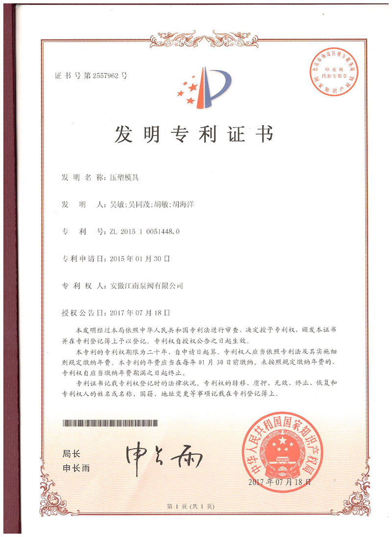 發明專利壓塑模具2017